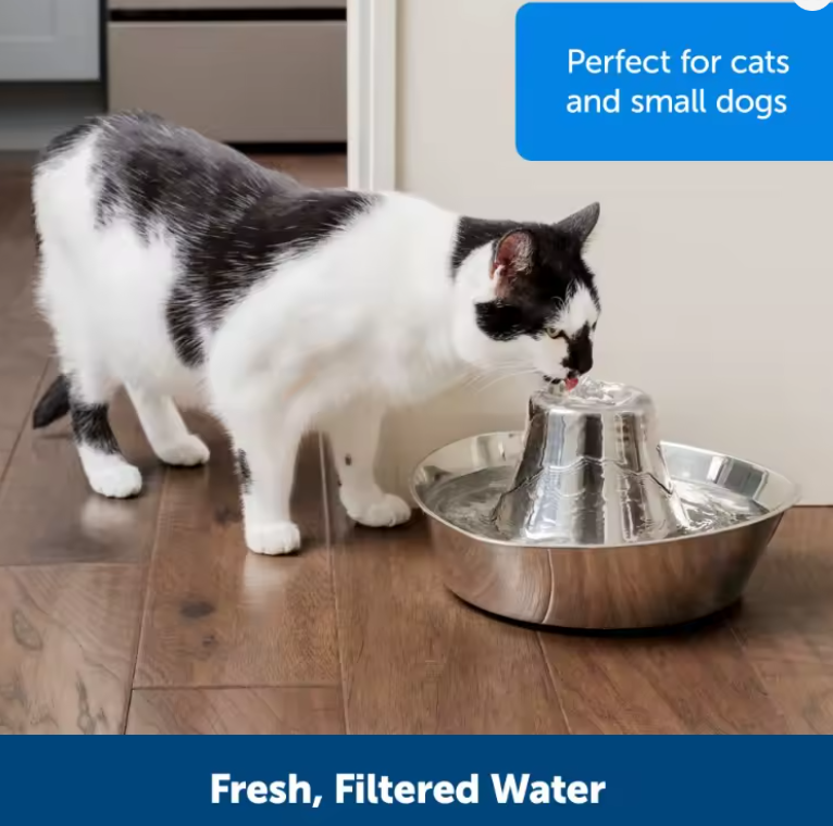 Stainless Steel Pet Water Fountain for Cats and Dogs – 60 oz Automatic Fresh Water Dispenser