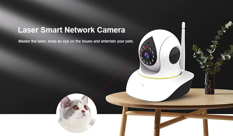 Smart Pet Camera with 3MP HD, Night Vision, Remote Laser Toy & Two-Way Audio for Cats & Dog