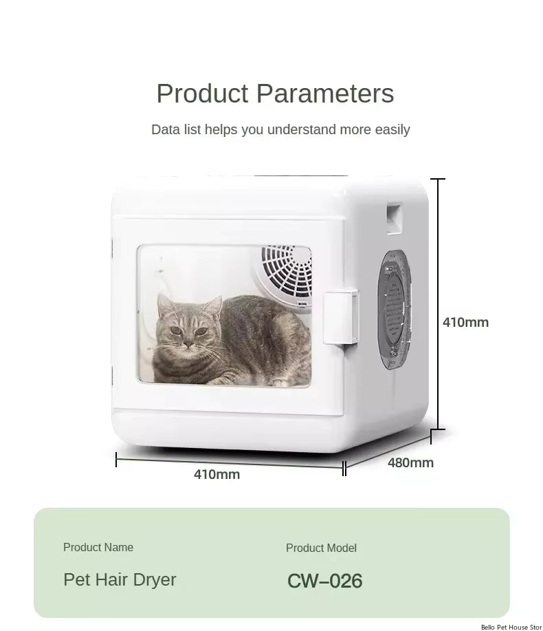 Smart Pet Dryer Box with 360° Airflow | Automatic Dog & Cat Dryer