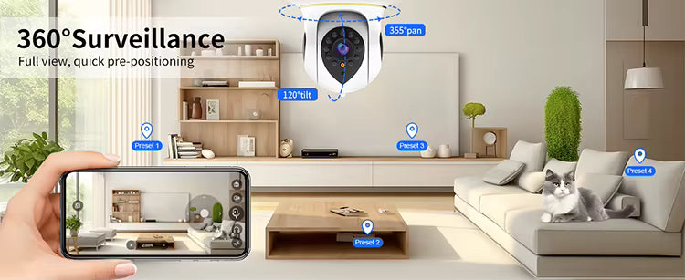 Smart Pet Camera with 3MP HD, Night Vision, Remote Laser Toy & Two-Way Audio for Cats & Dog