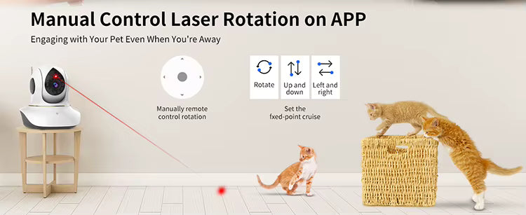 Smart Pet Camera with 3MP HD, Night Vision, Remote Laser Toy & Two-Way Audio for Cats & Dog