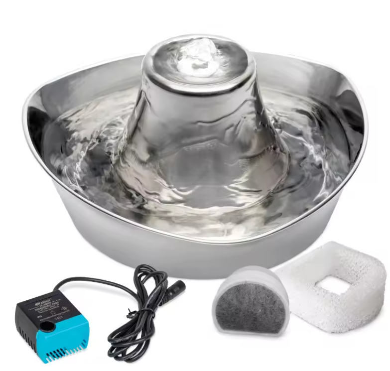 Stainless Steel Pet Water Fountain for Cats and Dogs – 60 oz Automatic Fresh Water Dispenser